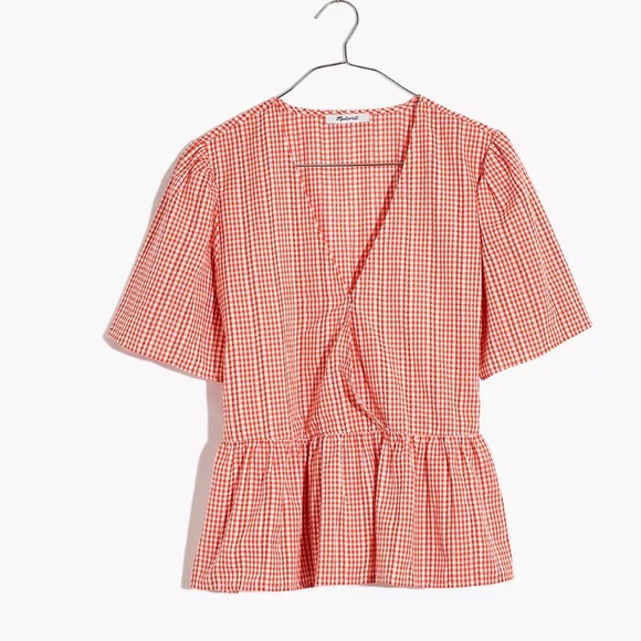 Madewell Tops - Madewell Crossover Peplum Top in Textured Gingham Check S